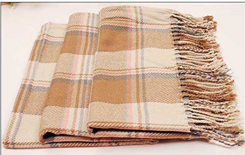 Wander Agio Women's Fashion Long Shawl Big Grid Winter Warm Lattice Large Scarf - color: Beige
