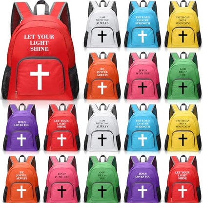 Shinylin 16 Pack Christian Backpacks Bulk, 17" Bible Verse Bags for Kids