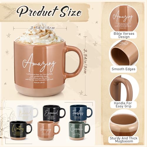 Potchen 18 Pcs Christian Church Gift 13oz Coffee Mug Journal Pen, Neutral - color: Neutral Brown, size: Bible