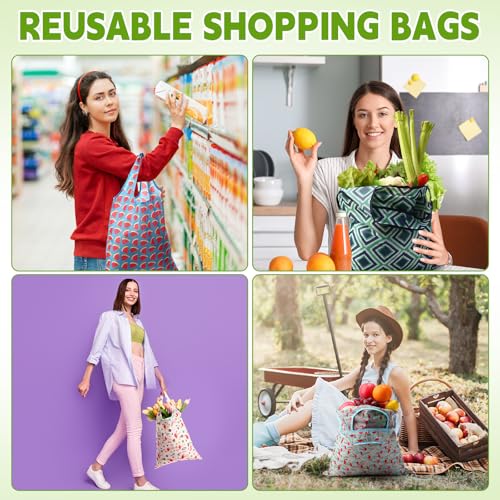 Paterr 24 Pcs Reusable Grocery Shopping Bags Foldable Bulk - style: Cute Style