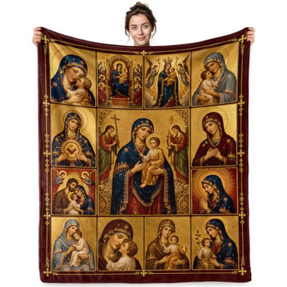 Jekeno Virgin Mary Gifts Blanket Catholic Religious Jesus Throw Blanket - color: Virgin Mary, size: 50x60 Inch