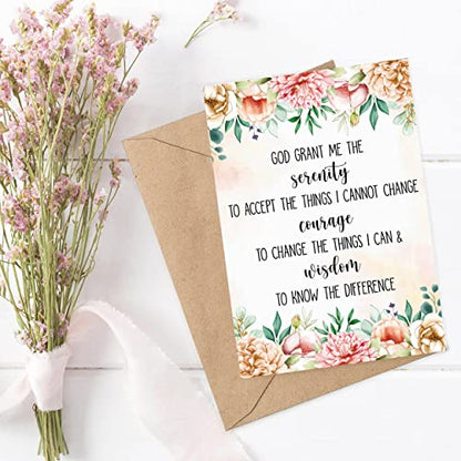 Emily gift Serenity Prayer Greeting Card - Blank Inside - 5 x 7 inches - Premium Cardstock - Includes Envelope