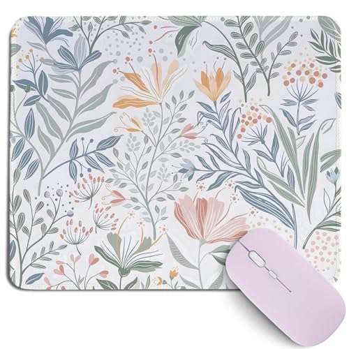 Spring White Floral Mouse Pad,Summer Floral Desk Mat for Computers Laptop,Vibrant Flower Desk Pad for Living Room Bedroom Dorm Decor,Girly Gifts for Students Women,10.2x8.2Inch - color: White Wildflower