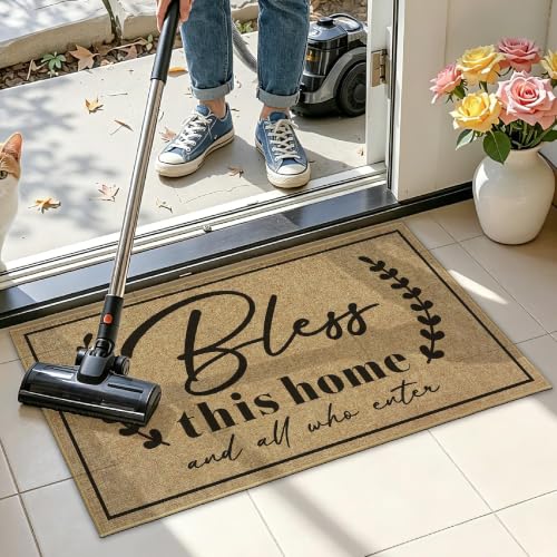 Christian Door Mat Welcome Mats for Front Door Outside Entrance 17"x30" - color: Bless This Home