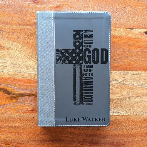 Personalized NIV Bible, Large Print, Custom Holy Cross Bible, New International Version | Man of Faith, Black - color: Black Personalized Leather