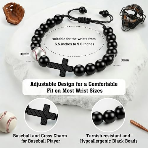 Trinckle Cross Bracelet for Men, Soccer Baseball Gifts for Teen Boy - color: Baseball Bracelet