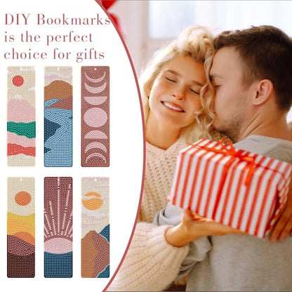 Boho Diamond Art Bookmarks Kit - DIY Diamond Painting Bookmarks with Sun and Moon Mountain Painting Kits for Making Beginner Kids Adults - color: Boho