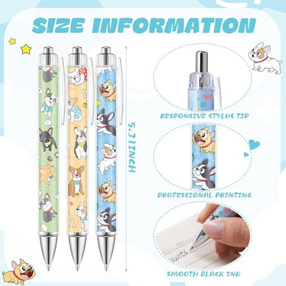 Dispowreath 12 Pcs French Bulldog Ballpoint Pens Gifts Retractable 1.0mm - style: French Bulldog