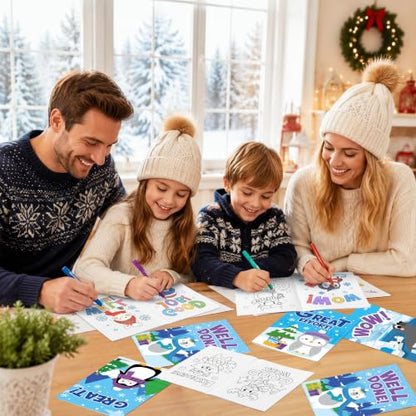 Dvbonike 24Pcs Winter Inspirational Coloring Books Polar Animals DIY Pages - color: D-positive (Winter)