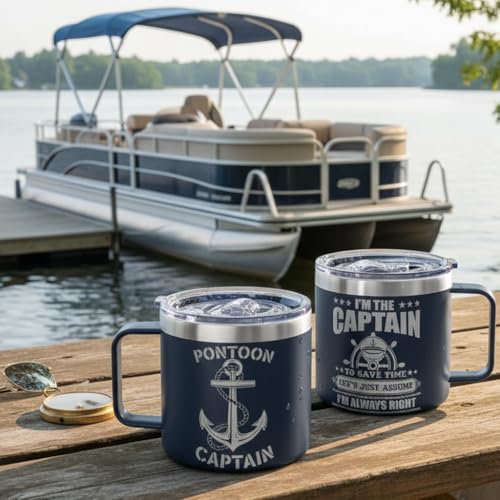14 Oz Boating Tumbler – Captain & Boat Owner Gift, Nautical Accessories for Men, Pontoon Boater Gift, Funny Boat Lover Drinkware - color: Captain Always Right
