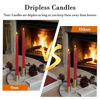 12 Pack Red Taper Candles, 10 inch Unscented Dripless Dinner Candles - color: Red, size: 12Pack