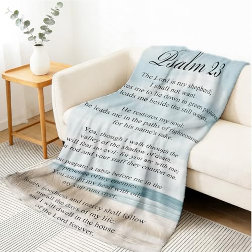 Psalm 23 Blankets and Throws Coastal Christian Decor Soft Bible Verse Blankets for Bed Couch Women Men Kids Adults Religion Spiritual Gifts 49"x59" - color: Gray, size: 49"x59"
