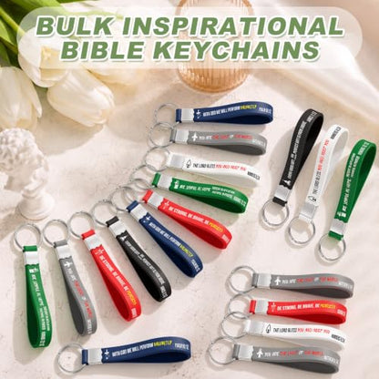 Nosiny 60 Pcs Bible Verse Keychains Bulk, Christian Faith Gifts