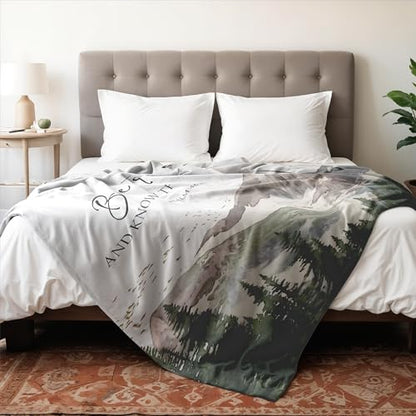 Be Still and Know that I Am God Christian Throw Blanket, 50x60 Inches - color: Mountain