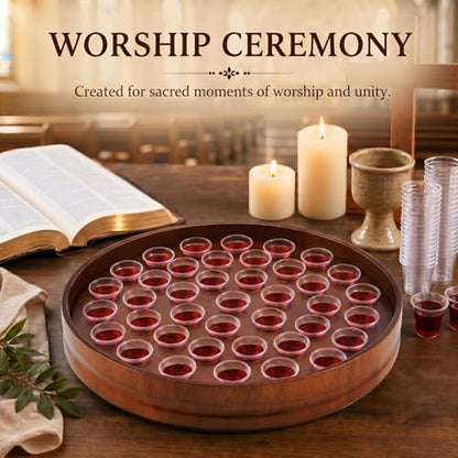 Zhehao 1 Pcs Wood Communion Trays for Churches Set Church Supplies Plates for Church with Disposable Cups (Rubber Wood) - color: Rubber Wood