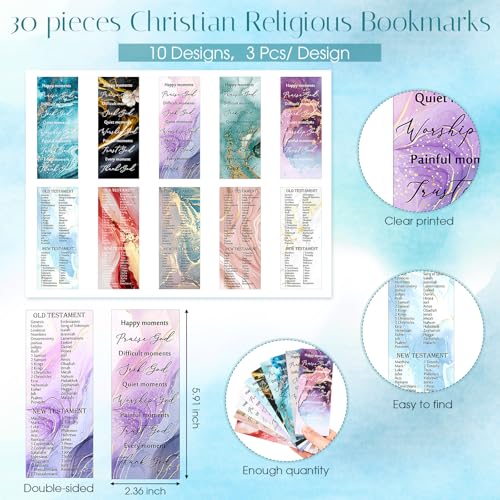 Gueevin Christian Gifts Bulk 30 Sets, Bible Verse Pen Bookmark Mirror Set