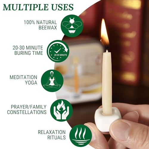 Meditation Beeswax Candles 90Pcs, 20 Minute Mini Candles Set, 2.6 Inch Small Bees Wax Taper Candles - Smokeless, Dripless and Non-Toxic for Home, Women Gifts, Yoga-White - color: White, size: 90