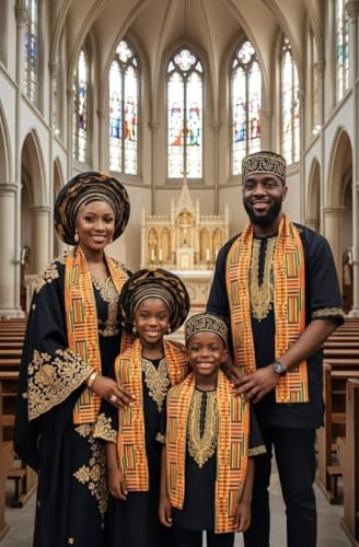 Dupsie's Kente African Print Stole – Made in Africa Black History Month Sash for Church, Choir, School & Cultural Events - color: Orange