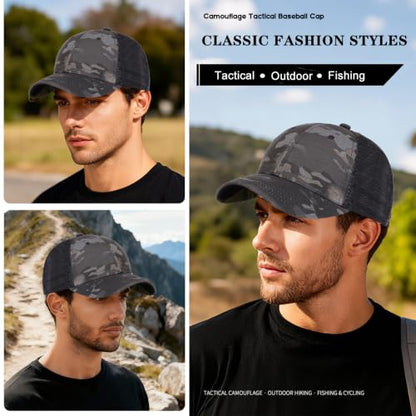 Black Baseball Cap Snapback hat for Men Snap Pack Hip Hop Mens Hat - color: Camouflage