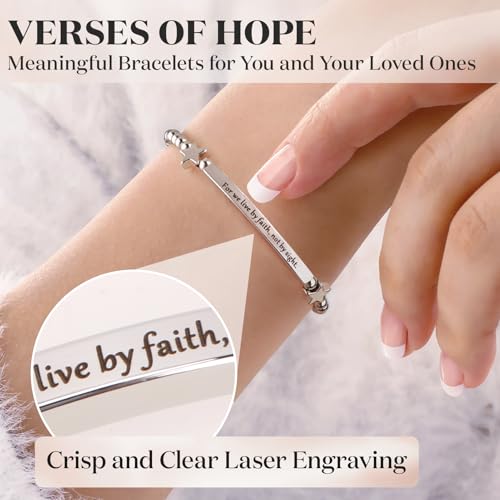 kilofly Set of 3/6 Bible Verse Bracelet Christian Unique Religious Gift for Women - style: Hope Set6
