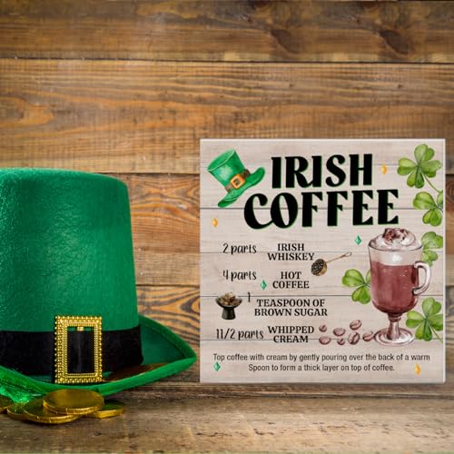 St. Patricks Day Decor, Rustic Irish Coffee Wood Block Sign - color: COFFEE