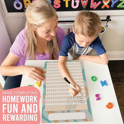 Attendance Chart for Classroom -8pc Laminated Chore & Reward Chart for Kids - color: Retro Muted