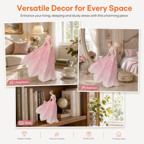 Guichifun Pink Leaf Angel Girls Fairy Statue Home Decoration - color: Pink-bird, size: Small