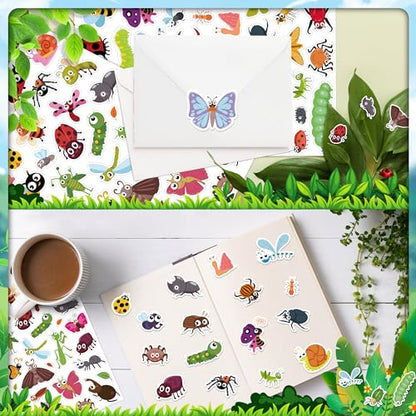 LINAYE 24 Sheets Cute Bug Insect Stickers for Kids, 960 Counts for Scrapbooking,Water Bottles,Envelopes,Laptop Lovely Insect Stickers for Classroom Boys Girls - style: Cute Insect 24 Sheets