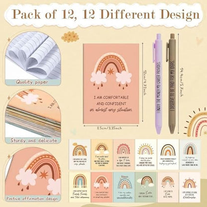 Mooliwe 24 Pcs Affirmation Notebooks Pens Bulk Gifts, Gratitude,Cute - style: Cute