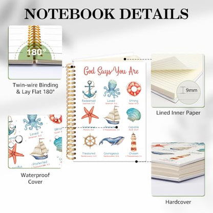 ERHACHAIJIA God Says I Am Bible Verse Spiral Notebook Gifts for Christian - color: White-blue-red