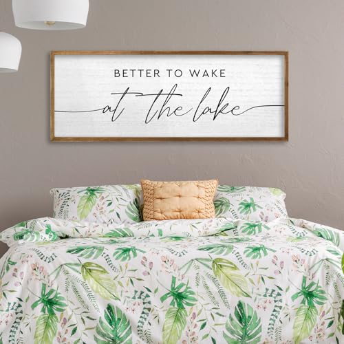 TQianJiang Lake House Decor Better To Wake At The Lake Sign 40"×15" Wood - color: Better To Wake At The Lake (Wood), size: 40"L x 15"W