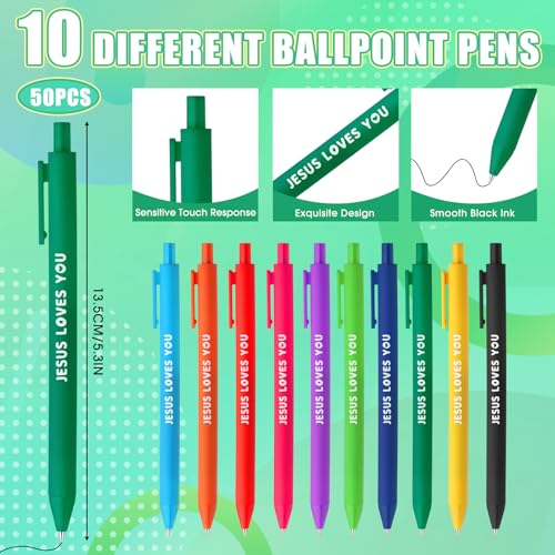 Eaasty 100 Pcs Christian Notebook Ballpoint Pen Gifts Bulk Include 50 Bible Verses Notepads 50 Jesus Loves You Pens for Office Birthday Wedding Baptism Sunday Church Supplies(100 Pcs,Jesus) - style: Jesus