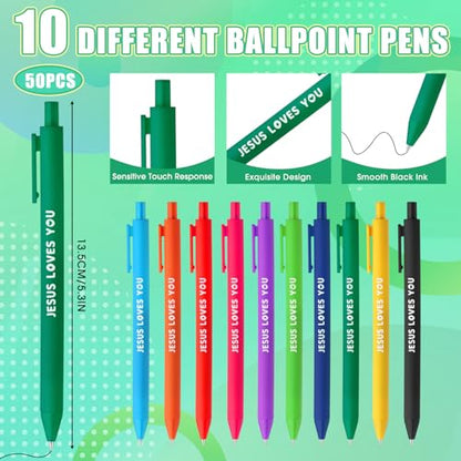 Eaasty 100 Pcs Christian Notebook Ballpoint Pen Gifts Bulk Include 50 Bible Verses Notepads 50 Jesus Loves You Pens for Office Birthday Wedding Baptism Sunday Church Supplies(100 Pcs,Jesus) - style: Jesus