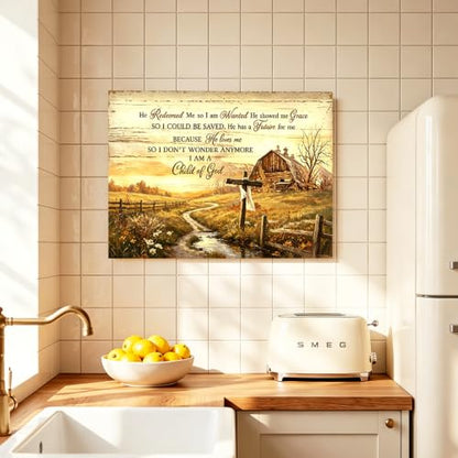 Christian Canvas Wall Art Rustic Cross Farmhouse Religious Decor