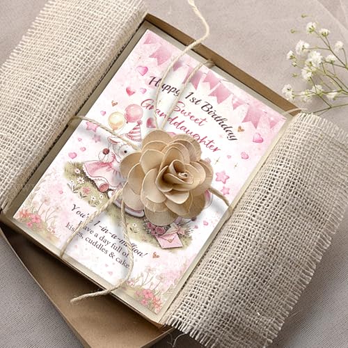 Cute 1st Birthday Card for Granddaughter, Sweet 1 Year Old Birthday Card from Grandma Grandpa, Happy First Birthday Card for Granddaughter - color: Granddaughte 1st Birthday