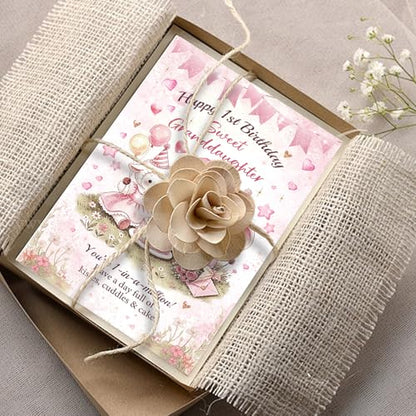 Cute 1st Birthday Card for Granddaughter, Sweet 1 Year Old Birthday Card from Grandma Grandpa, Happy First Birthday Card for Granddaughter - color: Granddaughte 1st Birthday