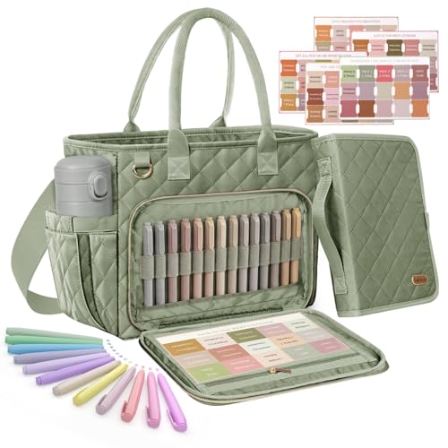 Large Bible Bag with Bible Cover Case for Women, Quilted Bible Tote Bag - color: Olive Green
