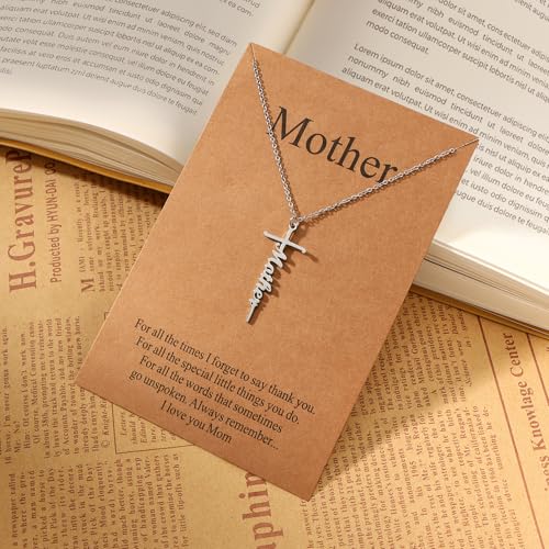Lcherry Faith Cross Pendant Necklace for Women Religious Christian Jewelry Birthday Christmas Gifts for Women - style: 5-Mother