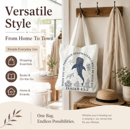 Christian Canvas Tote Bag, Bible Verse Reusable Shopping Bag - color: Bible-3