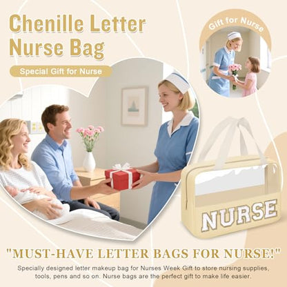 Chenille Letter Bible Bag Cover Case for Women,Preppy Bible Study Supplies Church Bag Purse Bible Accessories with Handle Zipper,Waterpoof Travel Makeup Bag Christmas Christian Gifts(BIBLE-Beige) - color: BIBLE-Beige