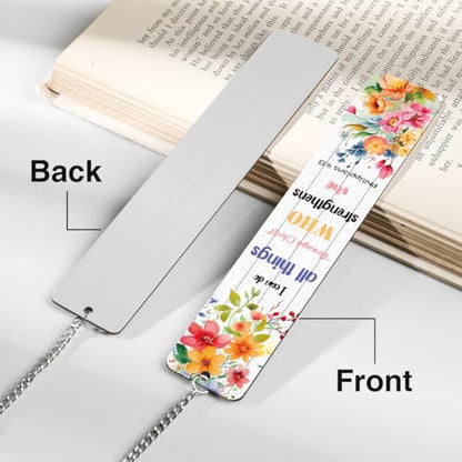 Christian Metal Bookmarks Gifts, Inspirational Verse Bible Bookmark, Religious Gifts for Women, Bible Study Supplies for Book Lovers Men Friend Bookworm, Christmas Graduation Gift - style: I can do all things Through Christ WHO strengthens