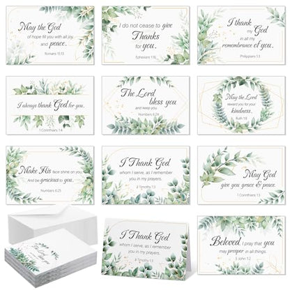 Affrolling 50 Pack Christian Thank You Cards Bulk with Envelopes Stickers - style: Leaf