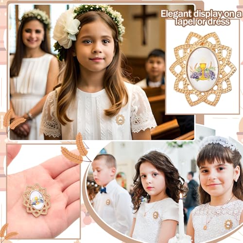 Yinkin 24 Pcs Catholic Pins Gold First Communion Lapel Pins - style: Chalice