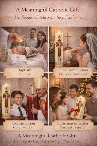 Cirio Pascual Paschal Candle – (10" inches - Regular / 1 Kilo) 100% Wax Religious with Alpha & Omega Symbol – Jesus Christ Church Candle for Holy Saturday Vigil, Resurrection & Worship - size: 10" inches - Regular / 1 Kilo