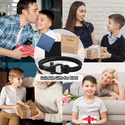 Baptism Gifts for Boys,Braided Rope Cross Bracelet for Kids,First Communion Gifts Boys Christian Christening Graduation - color: Style8