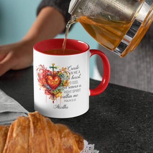 Colorful Heart And Cross Design Cup, Custom Name Inspiring Christian Mug, Personalized Religious Cup 11oz 15oz, Gift For Family Member, Customized Christian Bible Verse Coffee Mug - color: HOA-624-2168-RIGHT SPIRIT WITHIN ME MUG