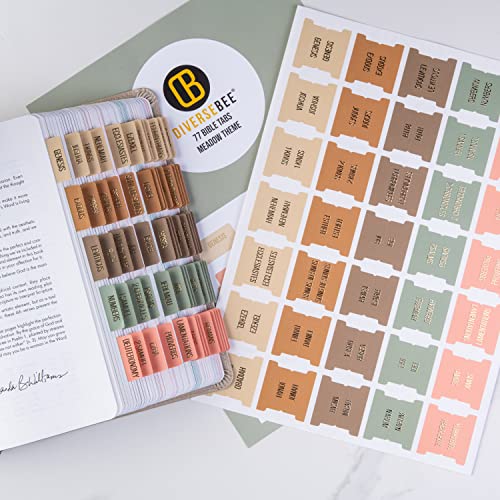 DiverseBee Laminated Bible Tabs with Gold Embossed Lettering (Meadow) - color: Meadow