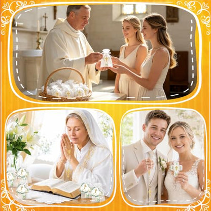 ANGOLIO Baptism Religious Gift Bulk, Bead Rosary Cross Necklaces