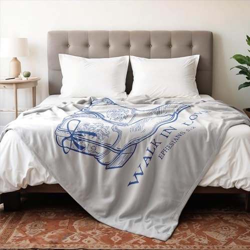 Blue Christian Western Blanket, Cowgirl Gifts for Women, Walk in Love Religious Bible Verse Western Cowgirl Throw Blankets for Girly Room Bedroom Dorm Apartment Couch Sofa, 50x60 Inches - color: Cowgirl