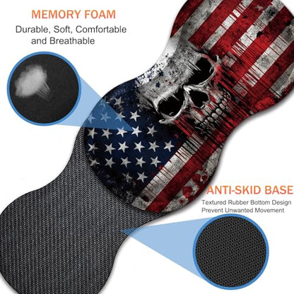 Extended Non-Slip Mouse Pad + Mouse Wrist Rest + Lace-Shaped Coaster Set, Ergonomic Design, Suitable for Desk and Home Gaming Table Mat, A Cross and an American Flag - color: A Cross and an American Flag